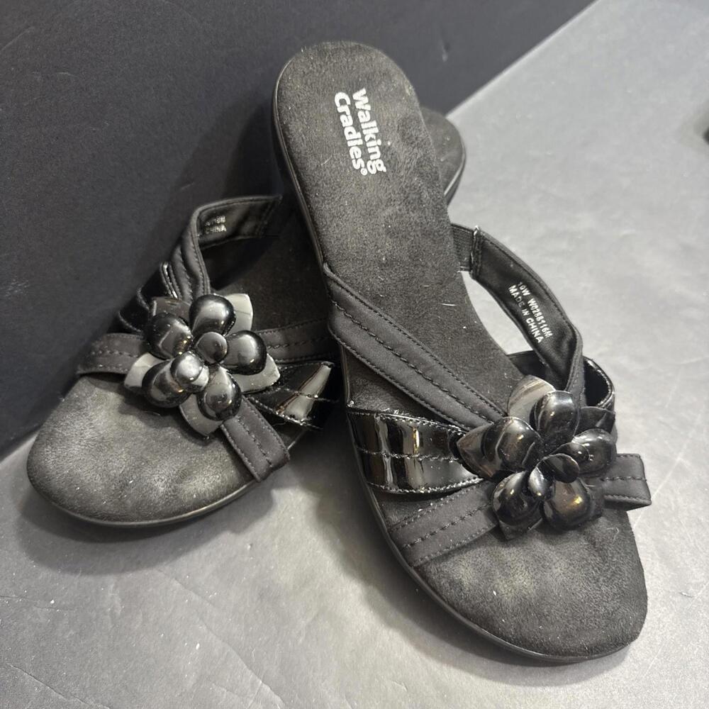 Walking Cradles Orthotic Open Toed Slip On Floral‎ Accent Sandals Size 10W
